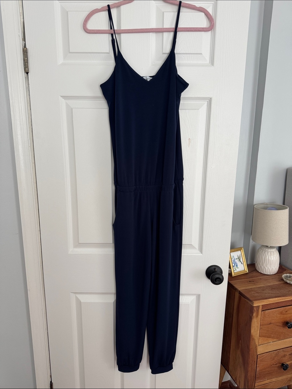 Veronica M Navy Sleeveless Jumpsuit with Elastic Waist